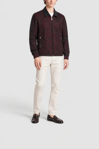 Blouson zippé à motifs en lin - Bordeaux