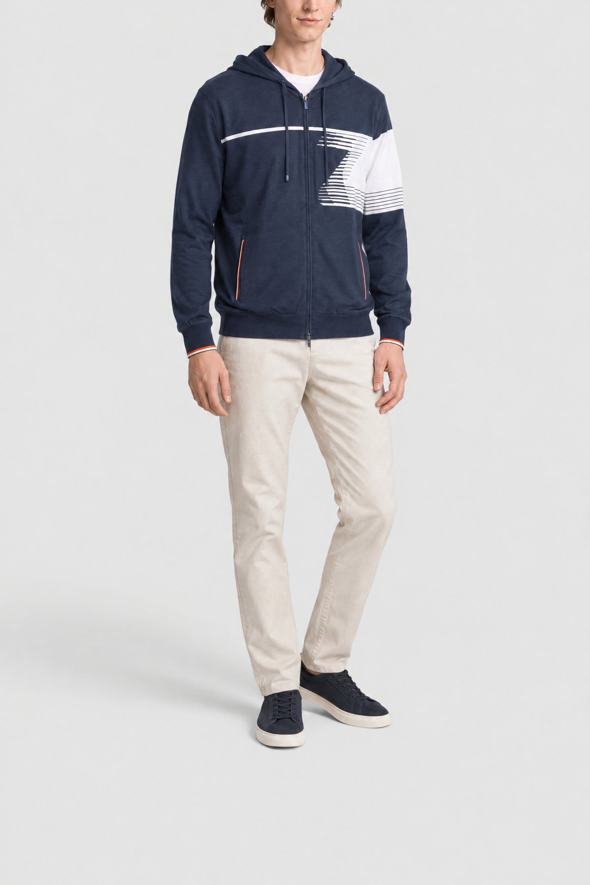 Two-tone hooded top - Blue