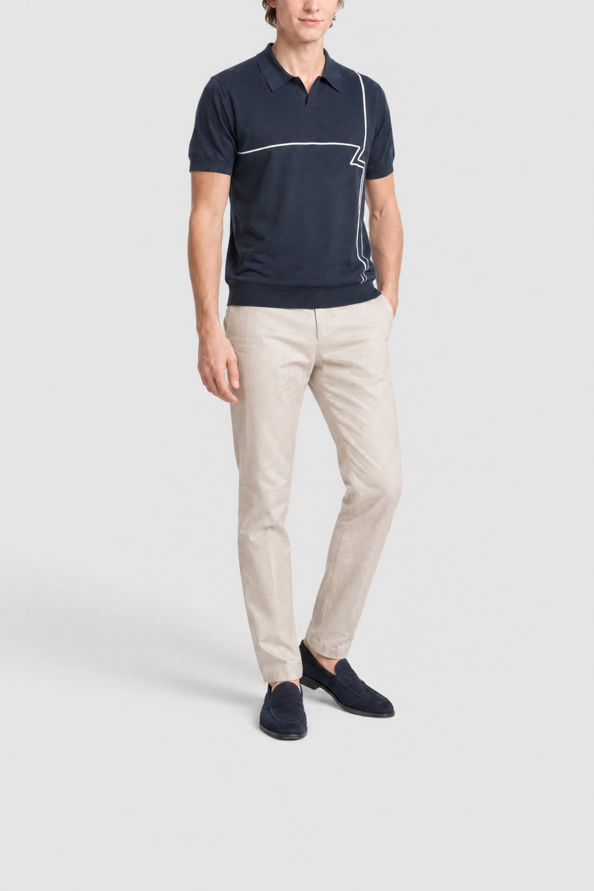 Logo and striped polo shirt - Blue
