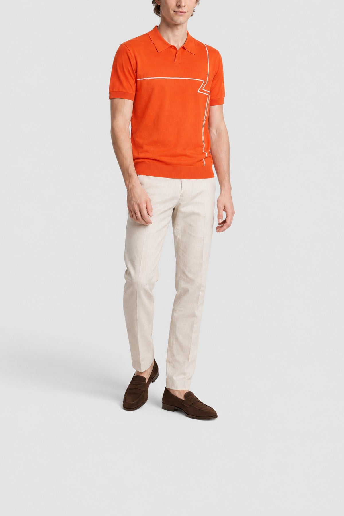Logo and striped polo shirt - Orange