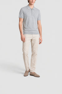 Zip-up polo shirt with silk motifs - Grey