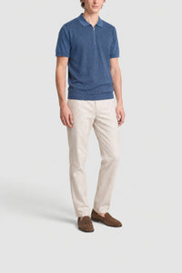 Polo à zip en soie - Bleu