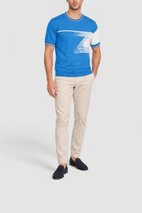T-shirt à col rond et logo - Bleu