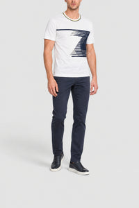 T-shirt à col rond et logo - Bleu