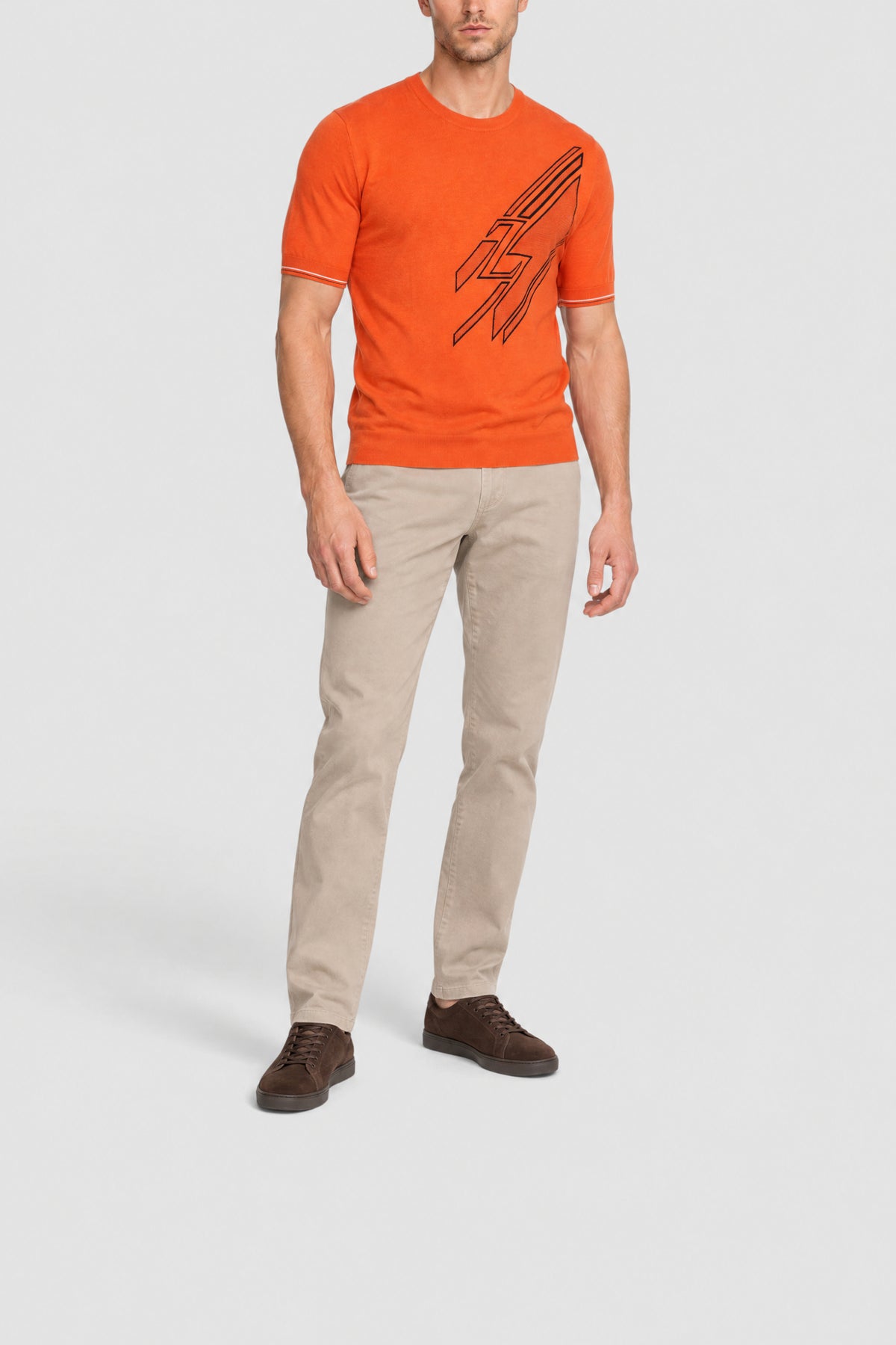 T-shirt with contrasting details - Orange