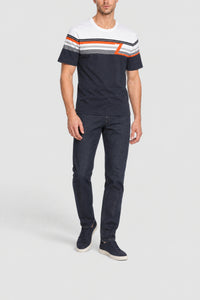 T-shirt à rayures et manches courtes - Bleu