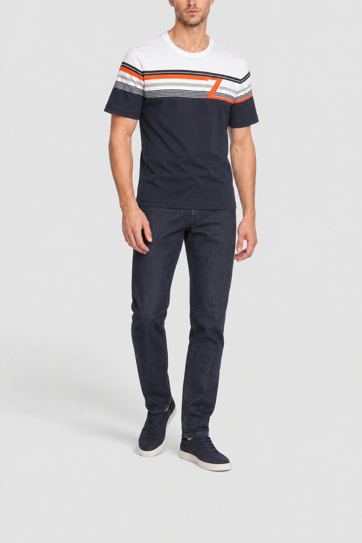 T-shirt à rayures et manches courtes - Bleu