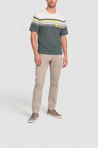 T-shirt à rayures et manches courtes - Vert