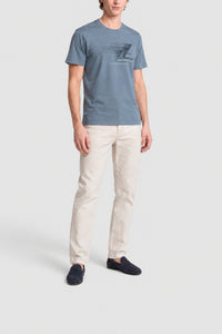 T-shirt à col rond et logo - Bleu