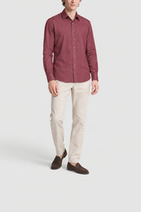 Chemise à col côtelé en cachemire mélangé - Bordeaux