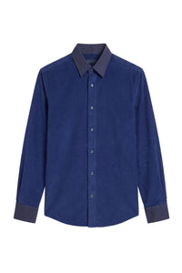 Shirt with contrasting collar and cuffs - Blue