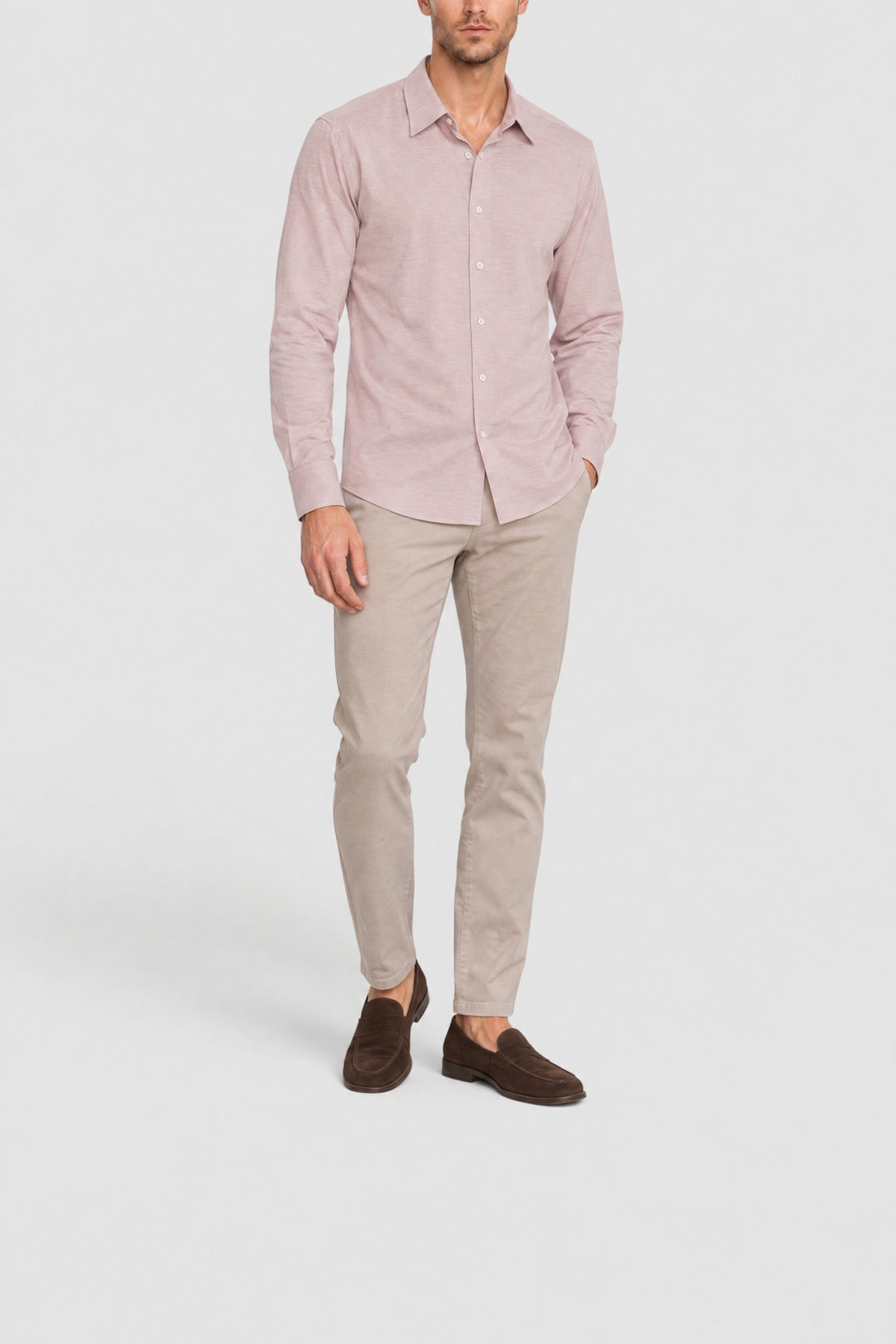Fine-striped shirt - Pink