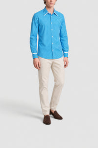 Chemise à rayures fines - Turquoise