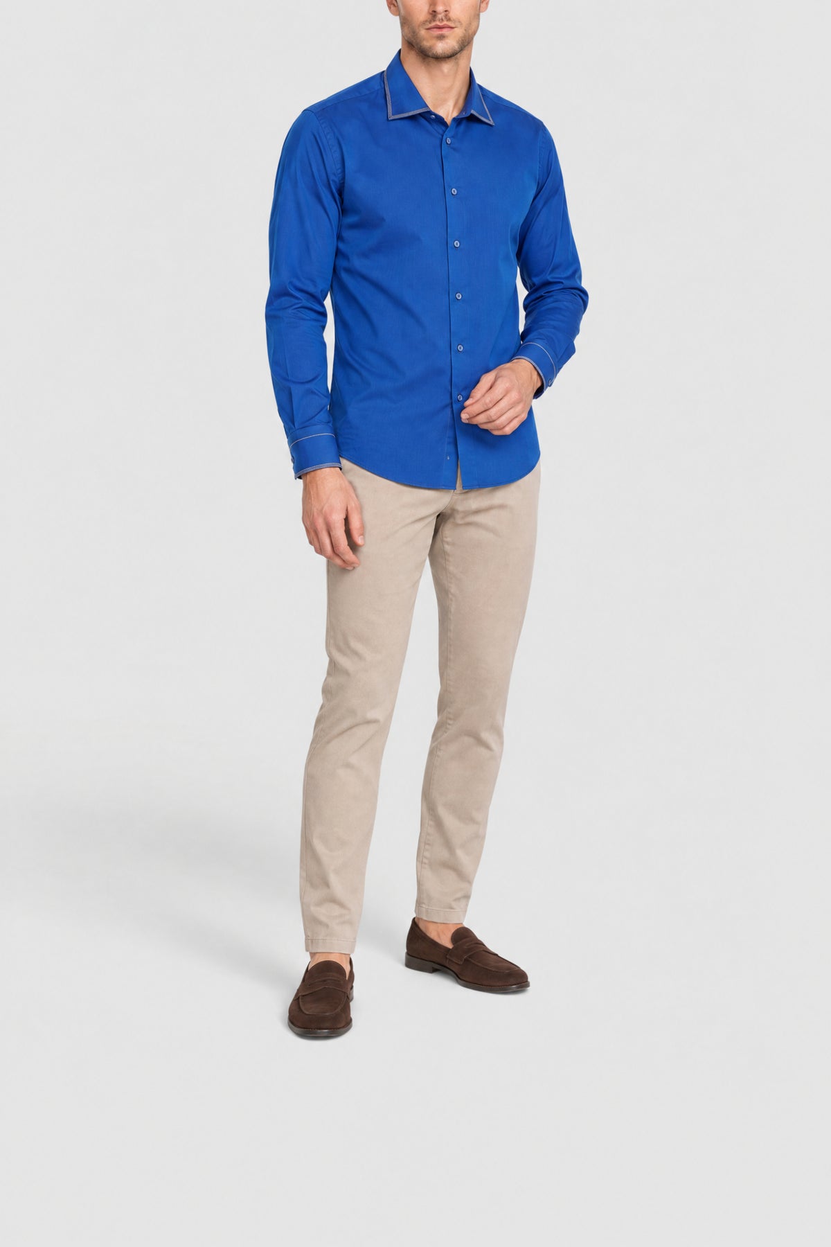 Chemise à détails surpiqués - Bleu