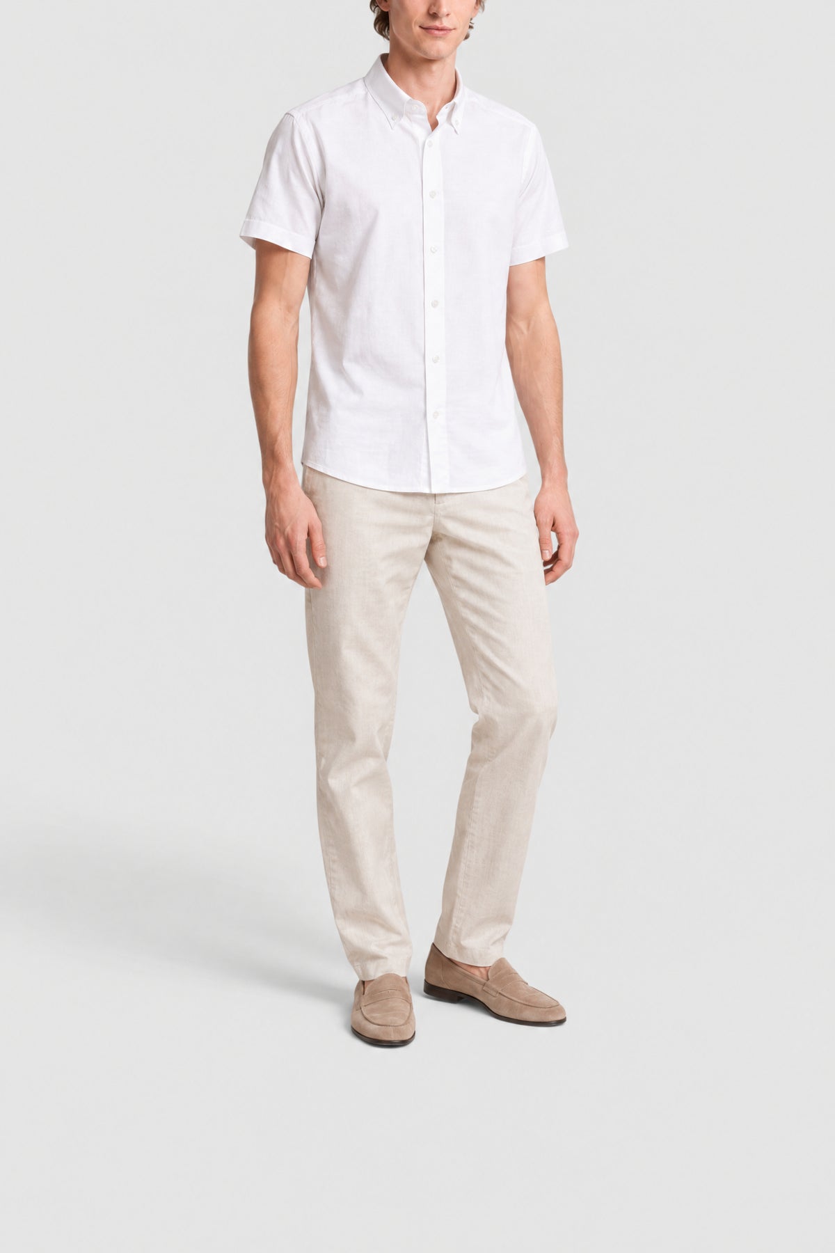 Chemise à manches courtes en lin - Blanc