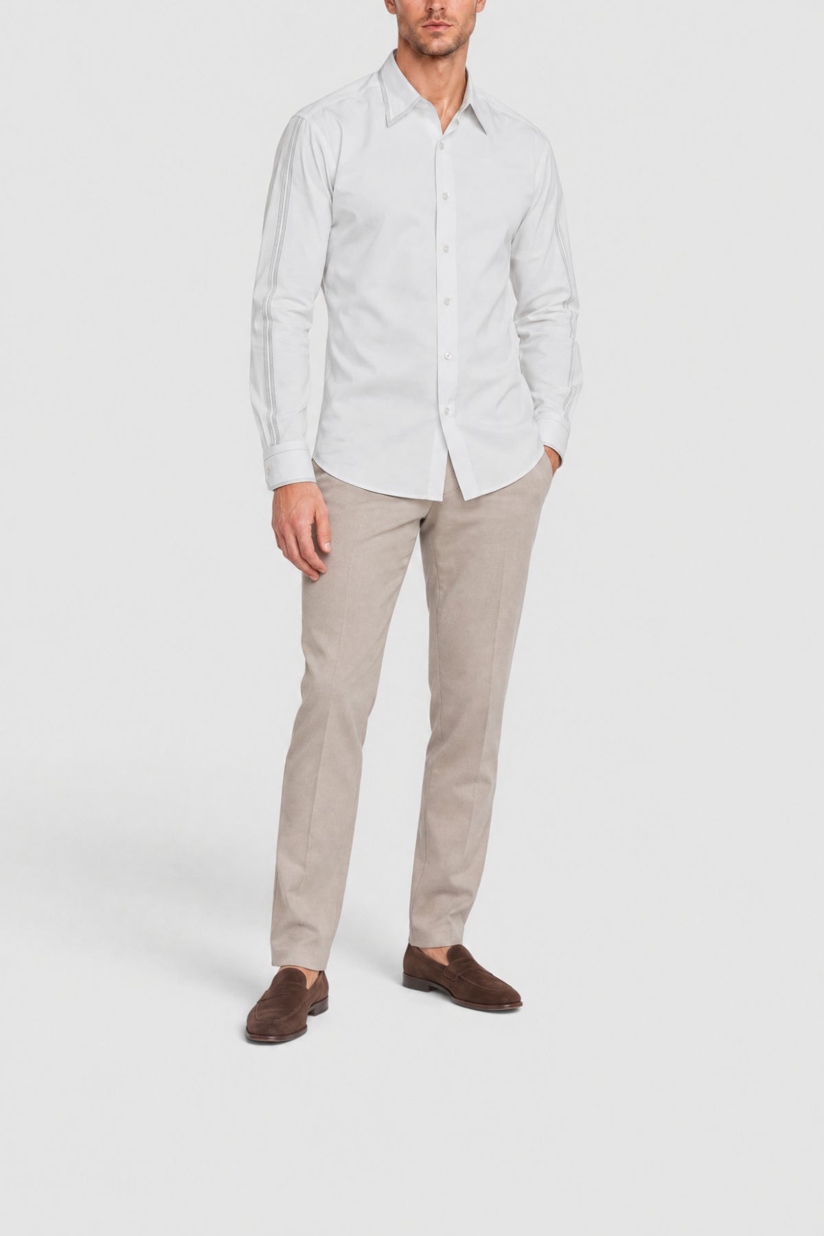 Chemise à détails surpiqués - Blanc