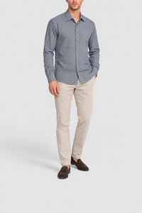 Long-sleeved checked shirt - Grey