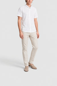 Chemise ajustée à manches courtes en lin mélangé - Blanc