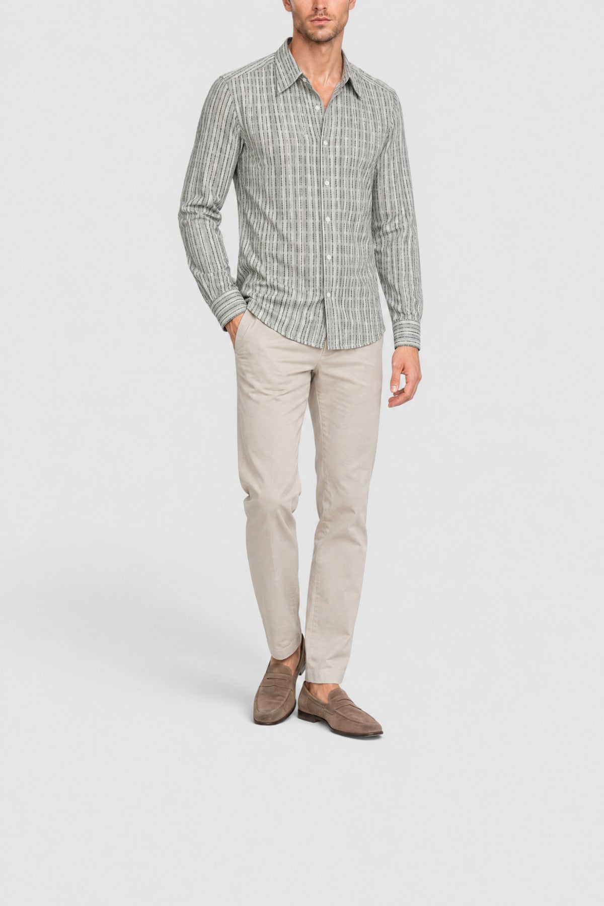 Chemise à motifs en soie - Gris