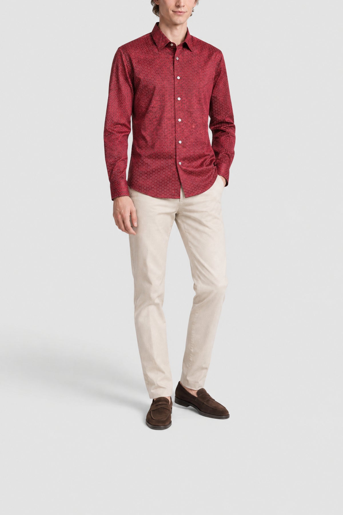 Silk shirt with circular pattern - Red