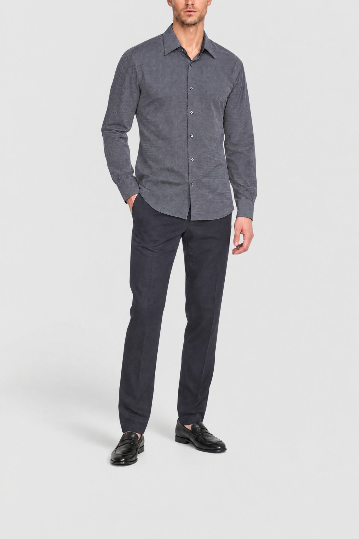 Chemise à pois et manches longues - Gris