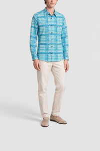 Chemise à lignes contrastées - Bleu
