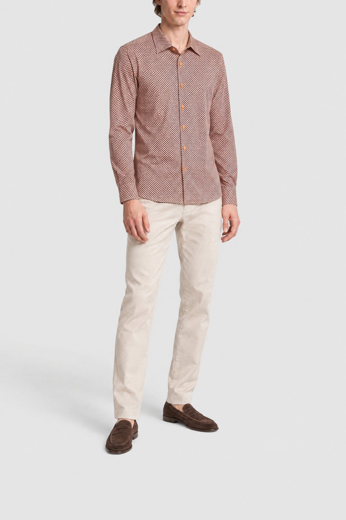 Chemise à motifs bicolores - Orange