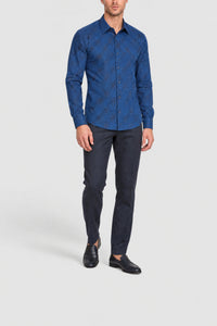Chemise à motifs géométriques - Bleu
