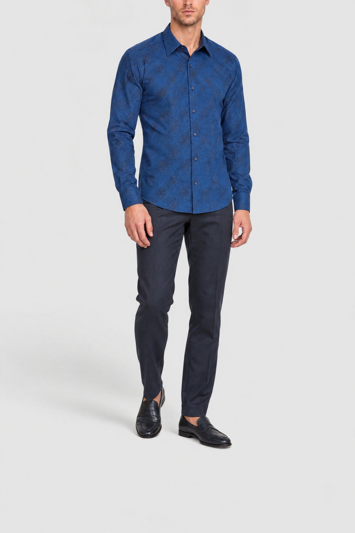 Chemise à motifs géométriques - Bleu