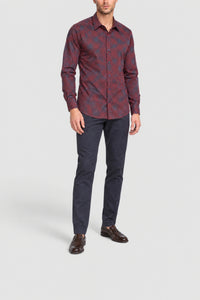 Contrast-check shirt - Bordeaux