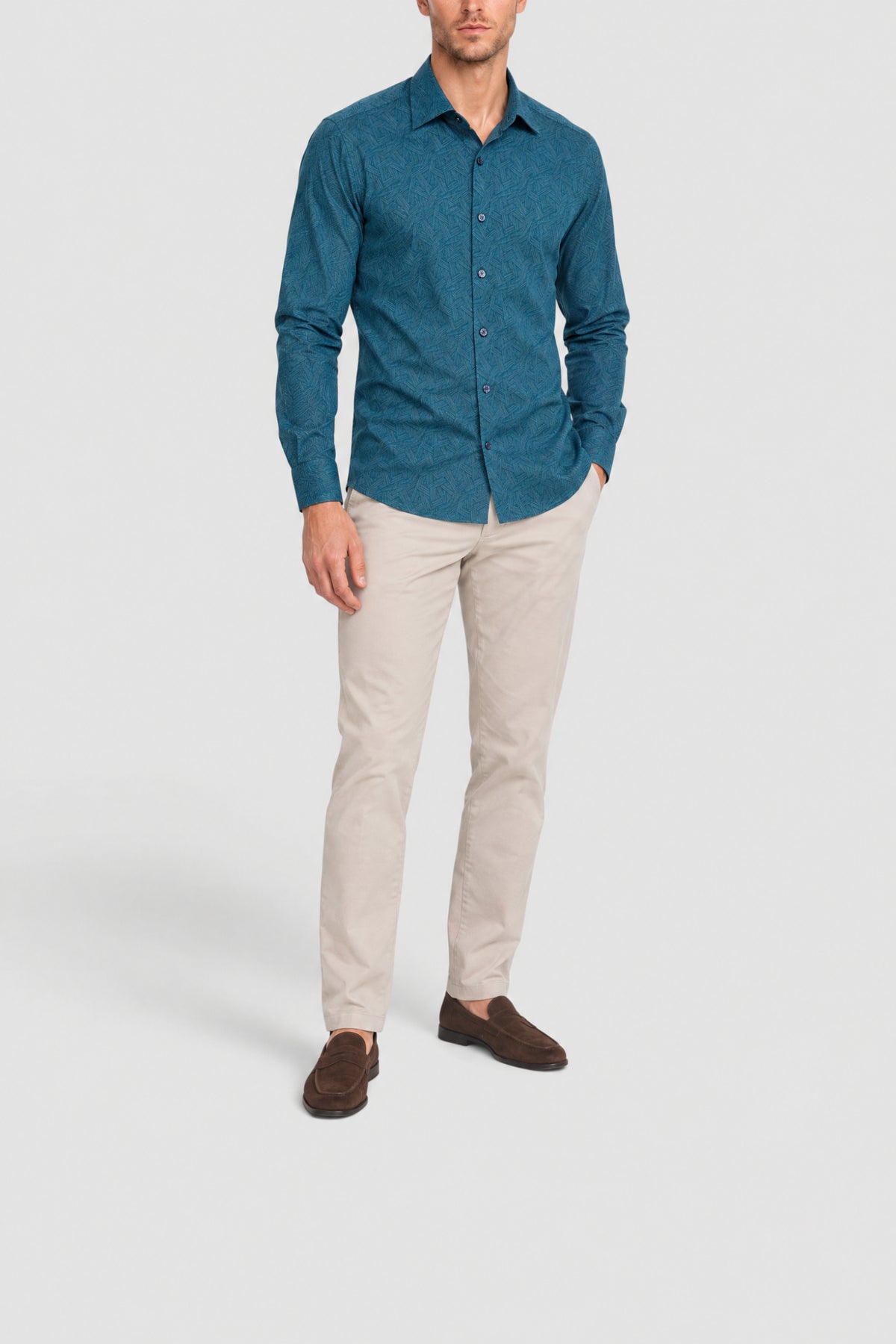 Long-sleeved patterned shirt - Blue