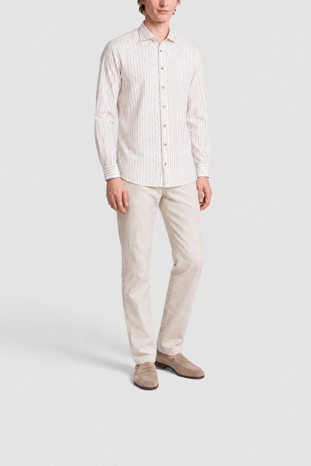 Chemise à rayures verticales - White Beige
