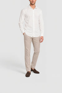 Chemise à motif tissé ton sur ton - White