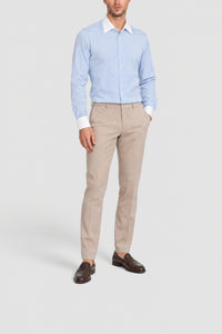 Chemise à col et poignets contrastés - Bleu