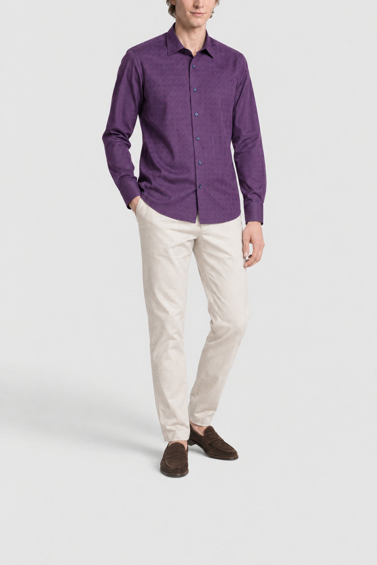 Chemise manches longues à motifs - Violet