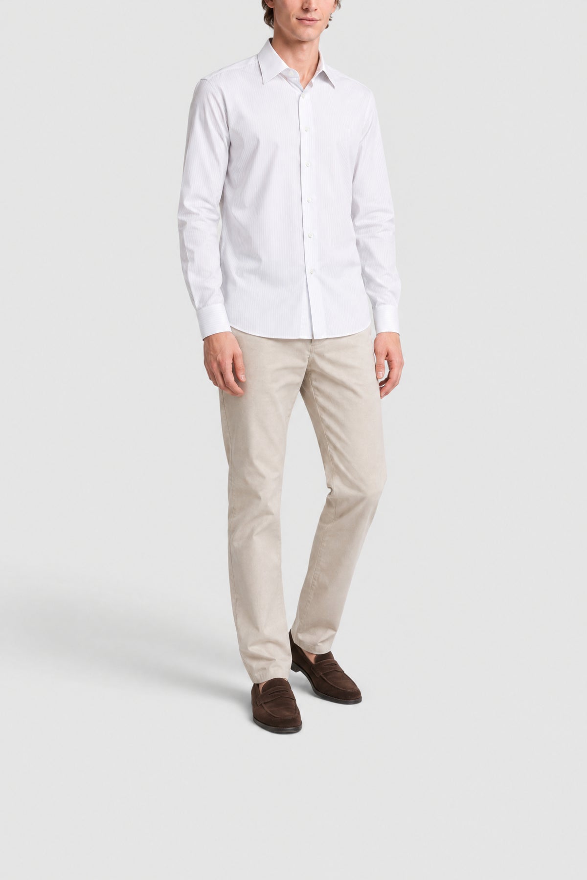 Chemise à fines rayures col contrastant - Light Blue
