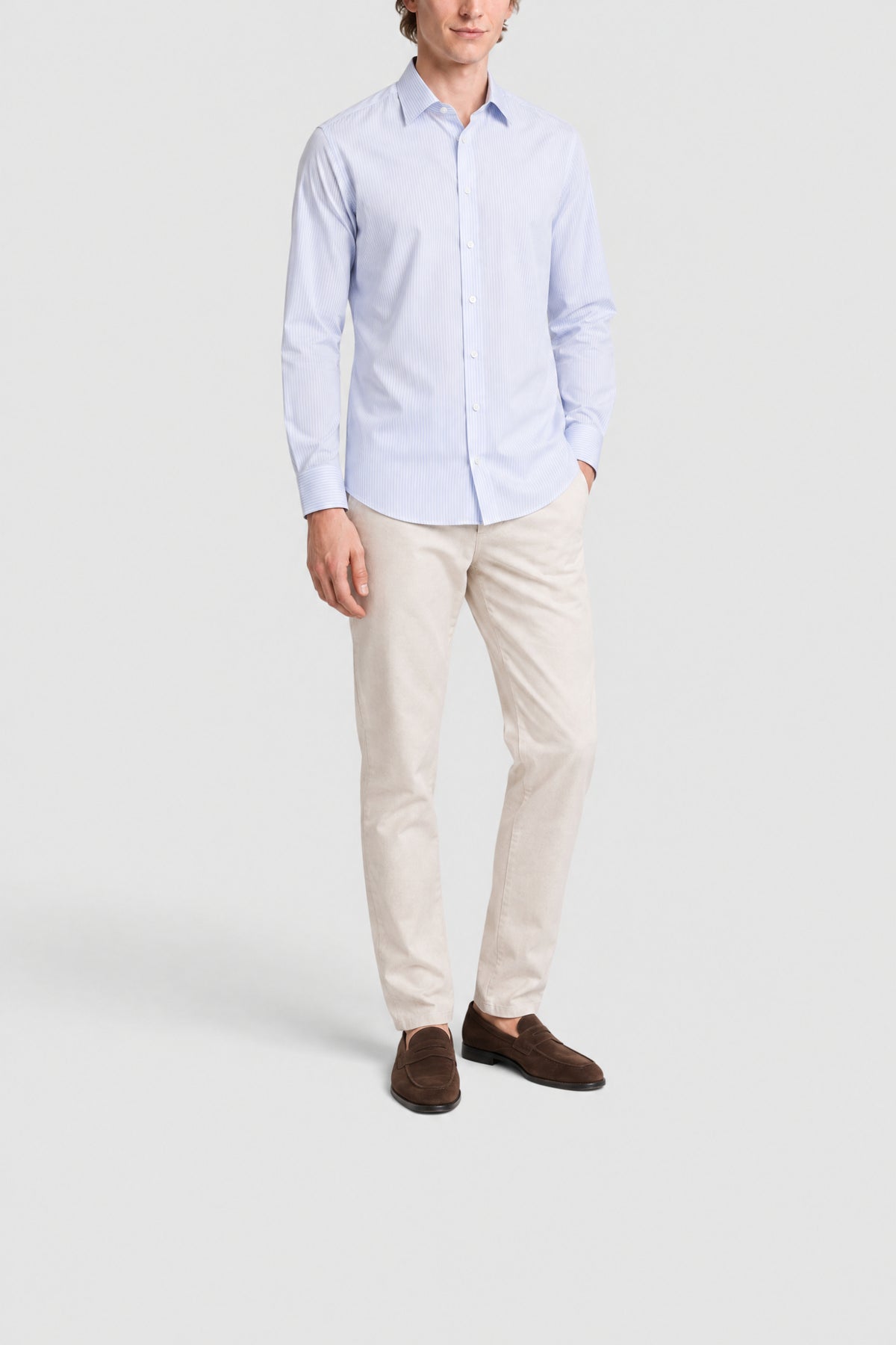 Chemise à rayures fines - Bleu