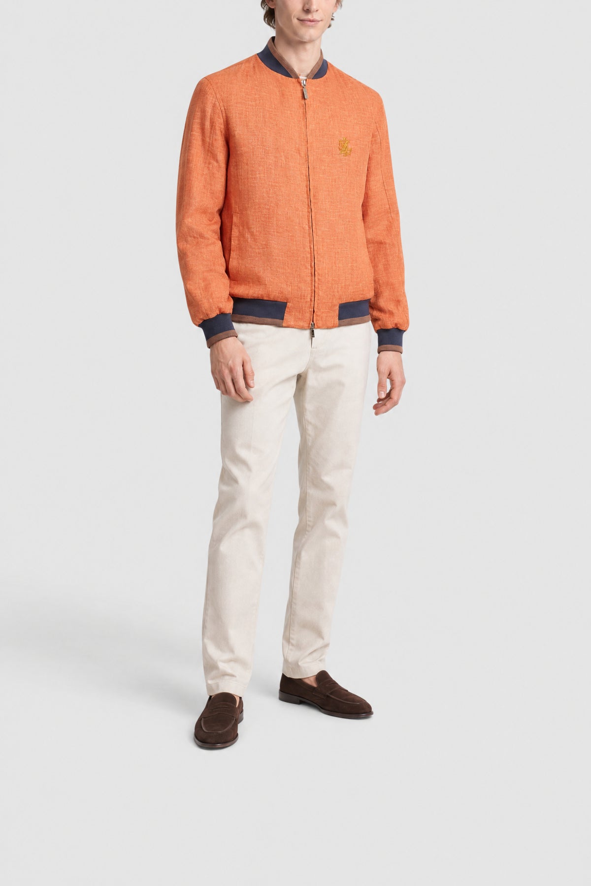 Bomber chiné en lin - Orange