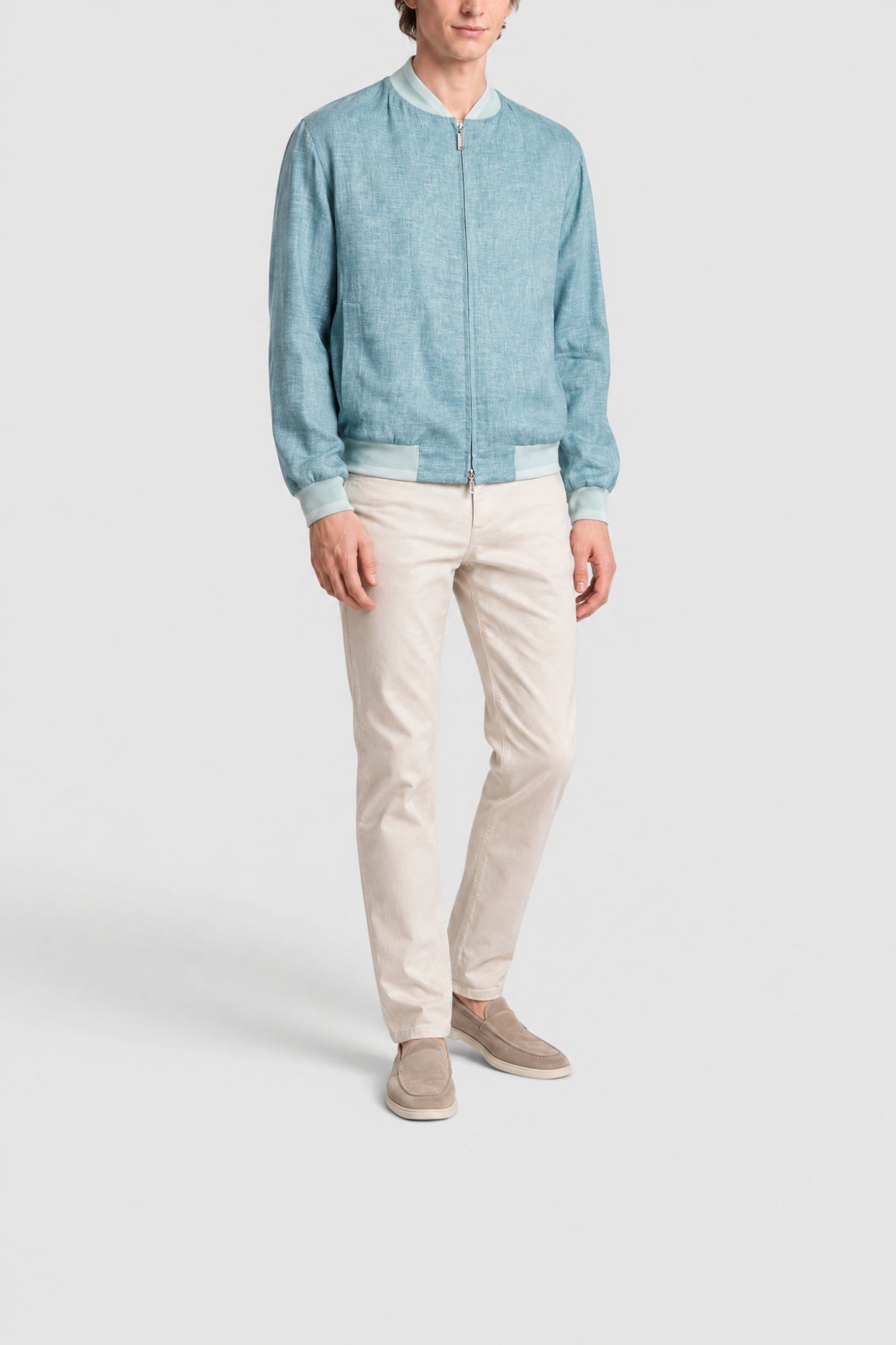 Bomber chiné en lin - Light Blue