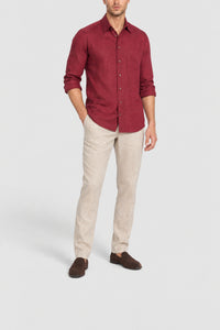 Checked linen shirt - Red