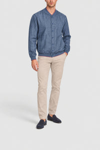Button-up linen jacket - Blue