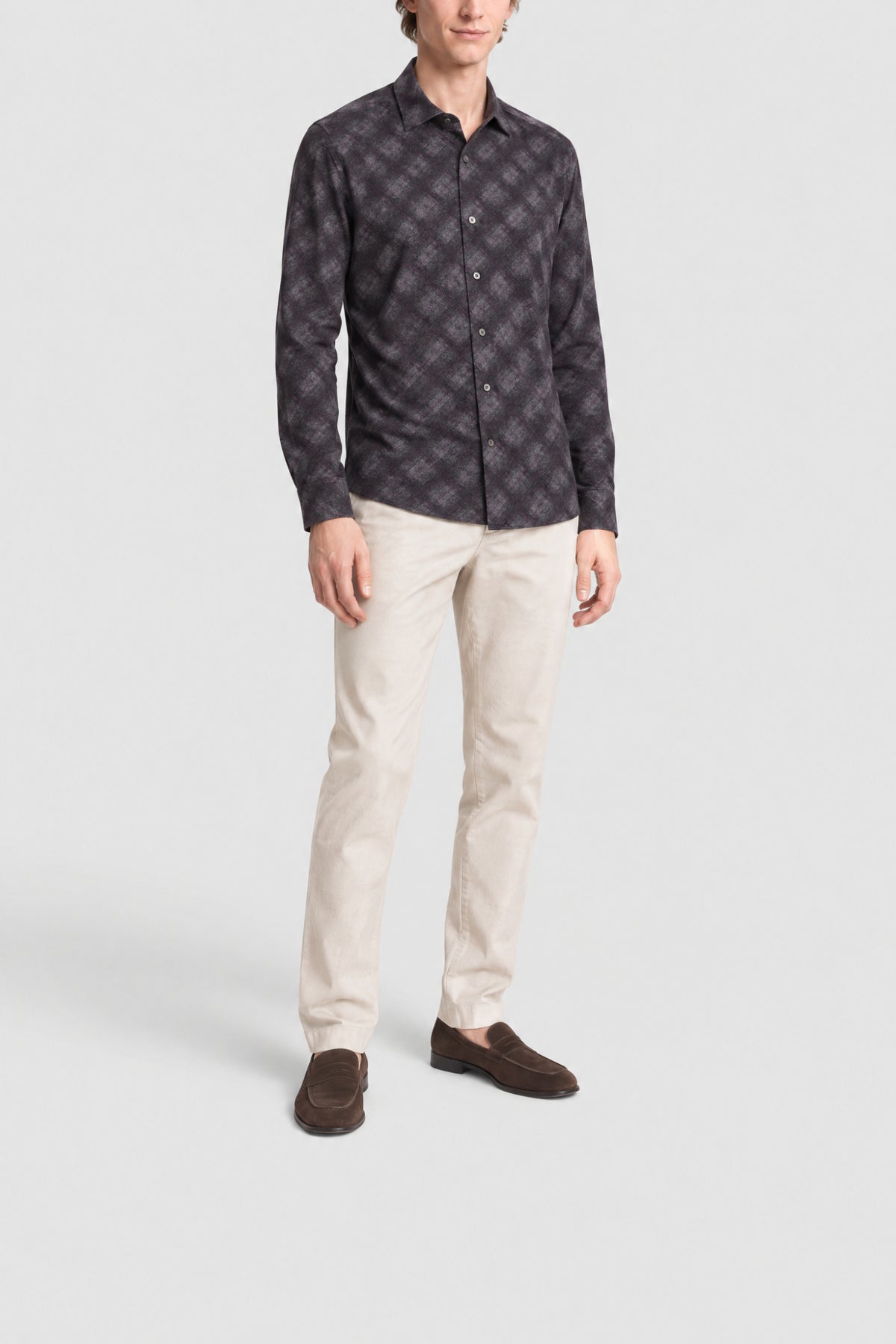 Chemise à motif écossais - Noir & Bordeaux