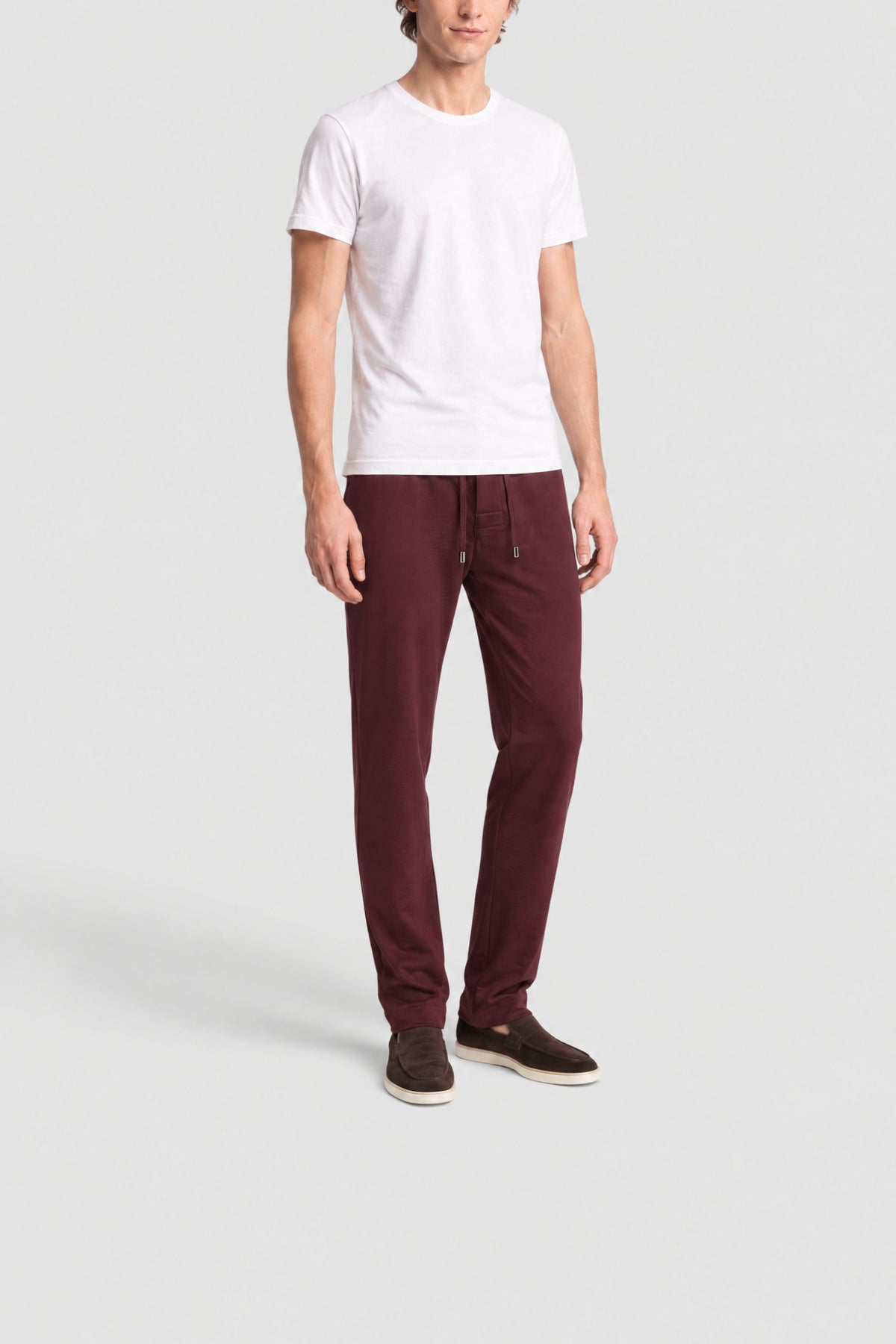 Pantalon à cordon en laine - Burgundy