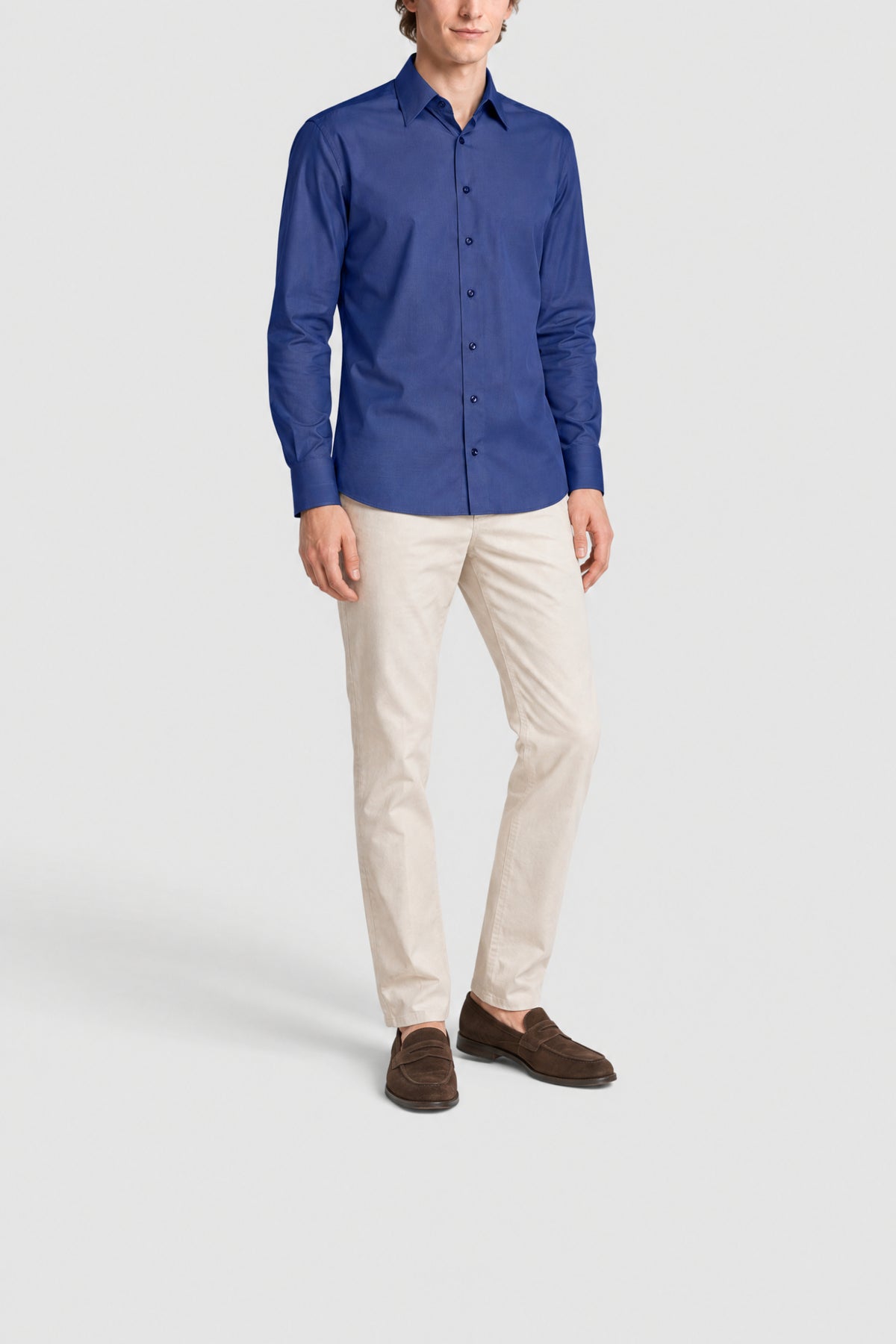 Chemise à tissage sergé diagonal en cachemire et soie - Blue