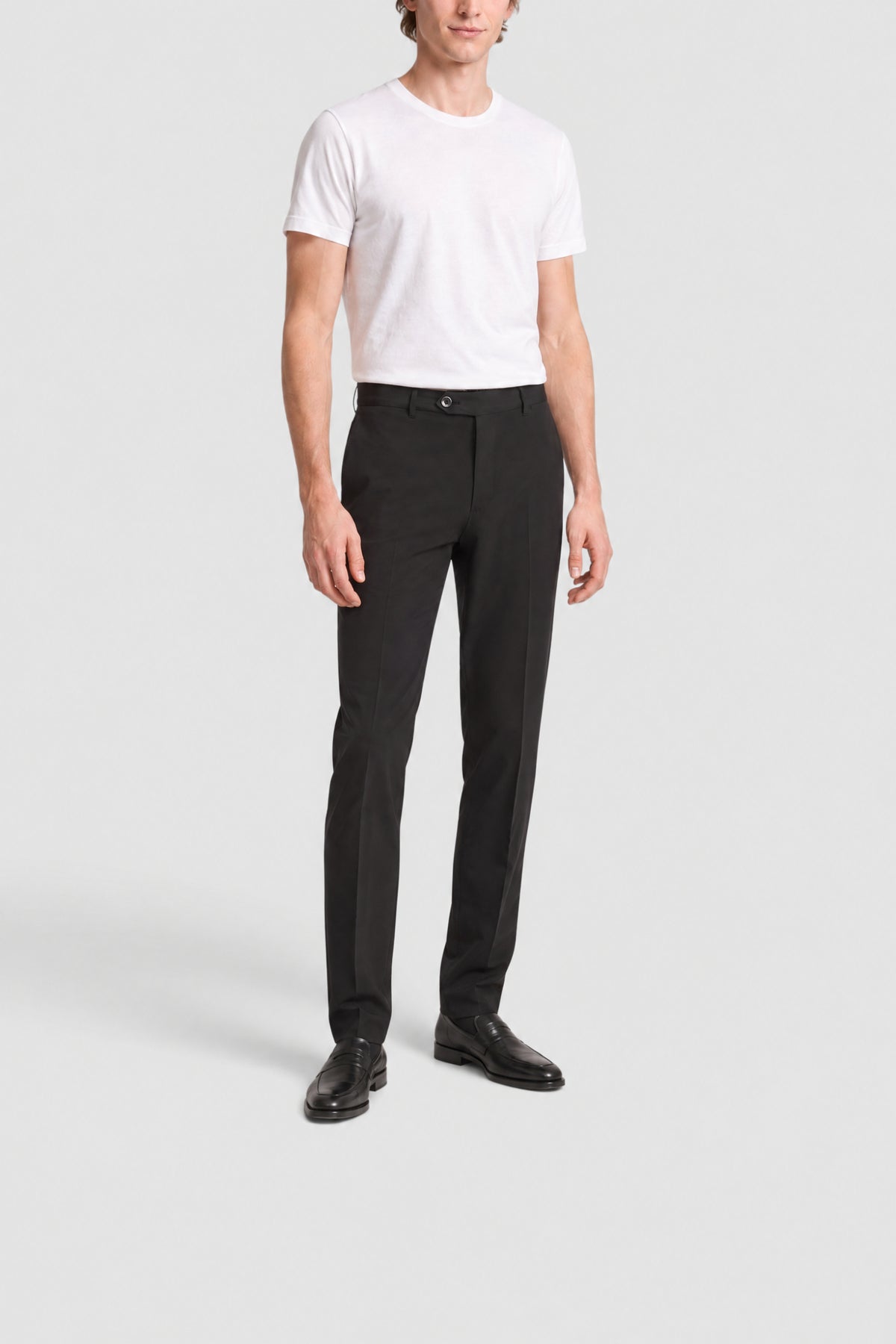 Pantalon de tailleur boutonné en laine - Noir
