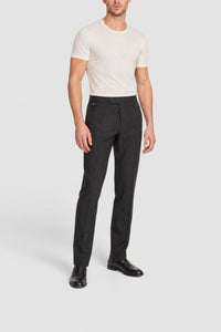 Pantalon de tailleur boutonné en laine - Noir