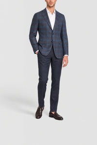 Veste de costume à carreaux en laine - Bleu