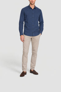 Shirt with metal placket and topstitching - Blue