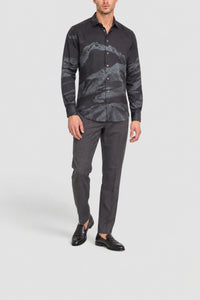 Chemise à motifs en soie - Slate