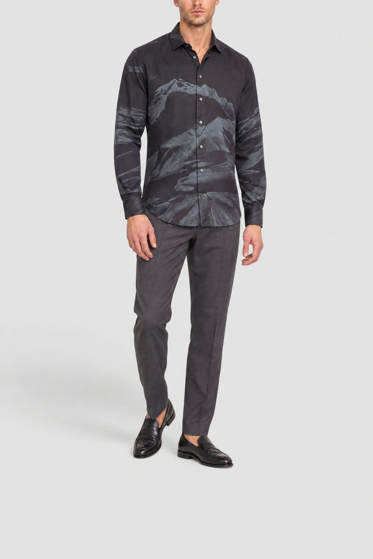 Chemise à motifs en soie - Slate